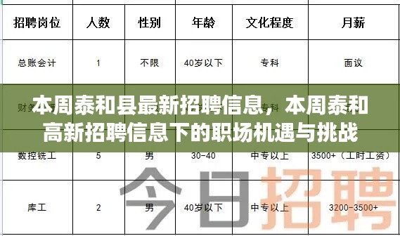 本周泰和高新招聘信息更新，職場機遇與挑戰(zhàn)揭秘