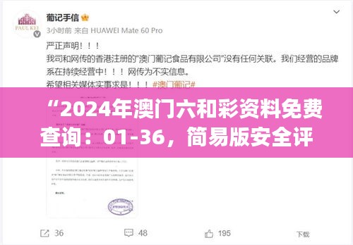 “2024年澳門六和彩資料免費查詢：01-36，簡易版安全評估ESJ183.21”