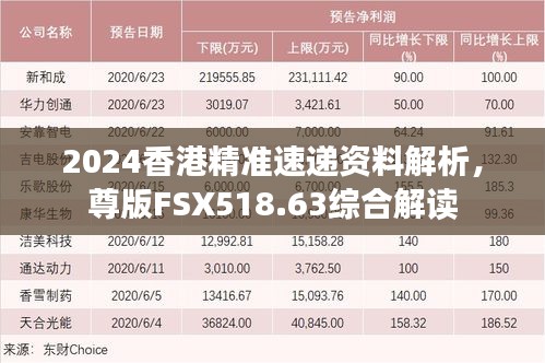 2024香港精準速遞資料解析，尊版FSX518.63綜合解讀