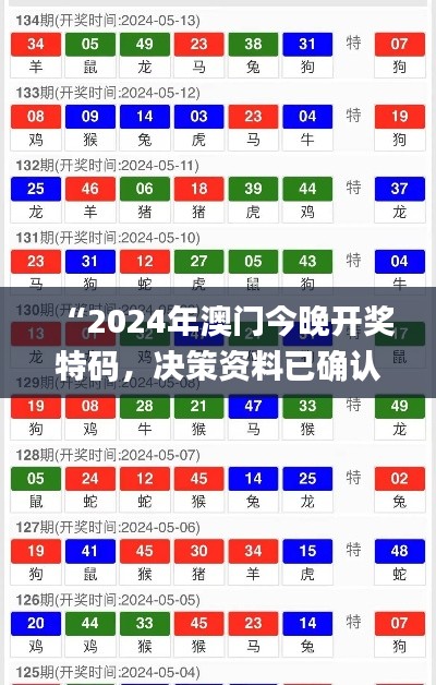 “2024年澳門今晚開獎特碼，決策資料已確認_資源版MKX518.15”