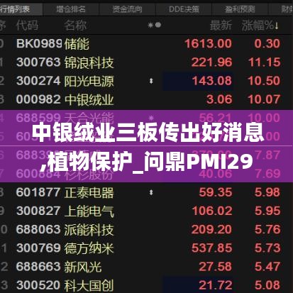 中銀絨業(yè)三板傳出好消息,植物保護(hù)_問鼎PMI293.03