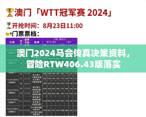 澳門2024馬會(huì)傳真決策資料，冒險(xiǎn)RTW406.43版落實(shí)