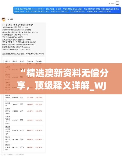 “精選澳新資料無償分享，頂級釋義詳解_WJT911.22自助版”