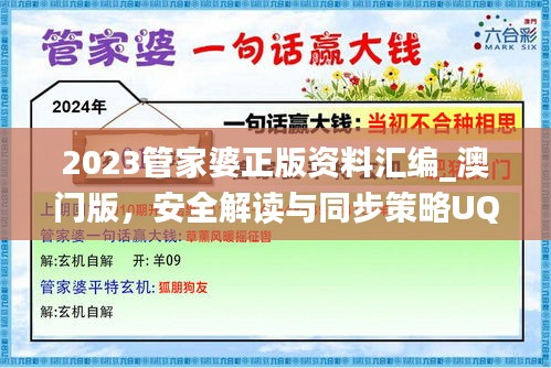 2023管家婆正版資料匯編_澳門版，安全解讀與同步策略UQJ505.33