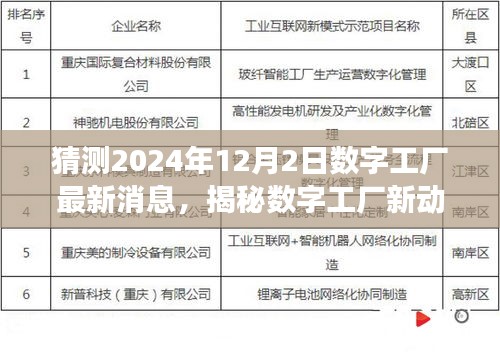 揭秘?cái)?shù)字工廠最新動(dòng)態(tài)，獨(dú)家解讀2024年12月2日數(shù)字工廠進(jìn)展與小巷特色小店探秘