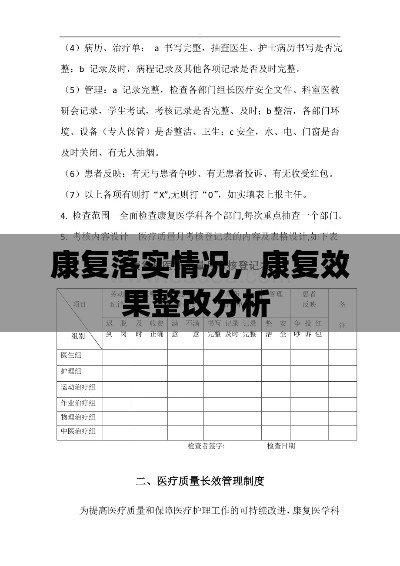 康復落實情況，康復效果整改分析 