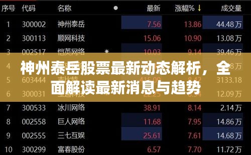神州泰岳股票最新動(dòng)態(tài)解析，全面解讀最新消息與趨勢