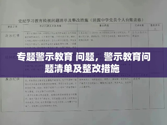 專題警示教育 問題，警示教育問題清單及整改措施 