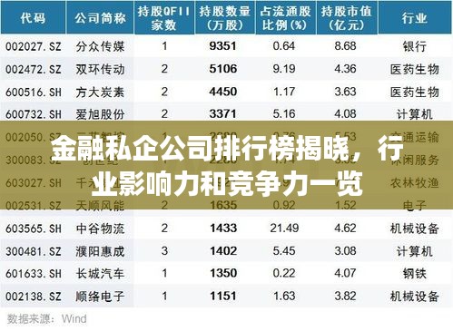 金融私企公司排行榜揭曉，行業(yè)影響力和競爭力一覽